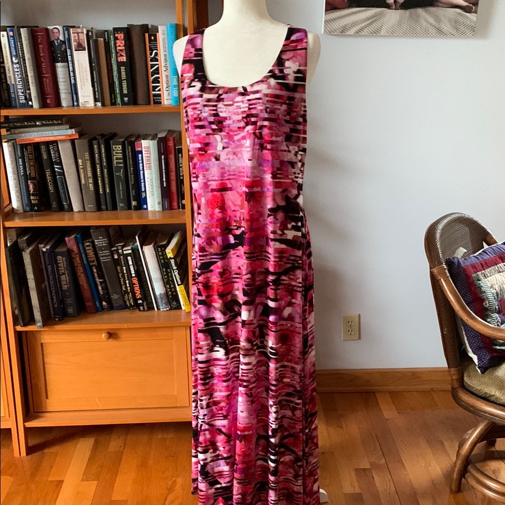 Ivanka Trump Pink and Red Sleeveless Scoop Neck Sundress
